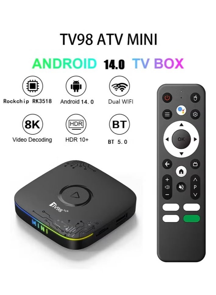 تلفزيون 8K Smart TV Box Android 14 Quad Core ARM Cortex A53 مع 2.4G / 5G Wifi6 و Remote Set Top Boxes مع ضوء التنفس المضيء. - Image 1